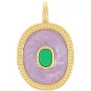 27x17mm Oval pendant with epoxy resin - Fine gold plated - Pearly Lilac x1