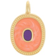 27x17mm Oval pendant with epoxy resin - Fine gold plated - Pearly salmon x1|raw }}