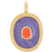 27x17mm Oval pendant with epoxy resin - Fine gold plated - pearly purple x1|raw }}