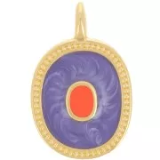27x17mm Oval pendant with epoxy resin - Fine gold plated - pearly purple x1