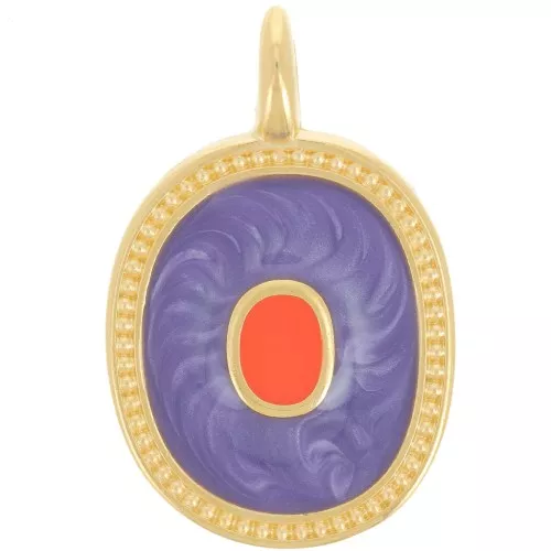27x17mm Oval pendant with epoxy resin - Fine gold plated - pearly purple x1