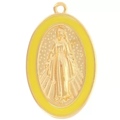 32x20mm Oval Virgin pendant with epoxy resin - Fine Gold Plated - Yellow x1