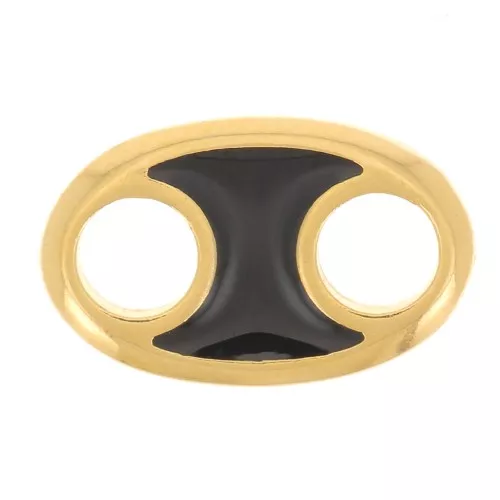 13x8mm Oval spacer with epoxy resin - Fine Gold Plated - Black x1