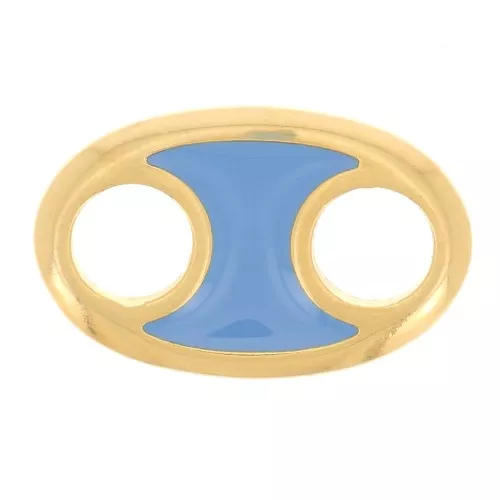 13x8mm Oval spacer with epoxy resin - Fine Gold Plated - Blue x1