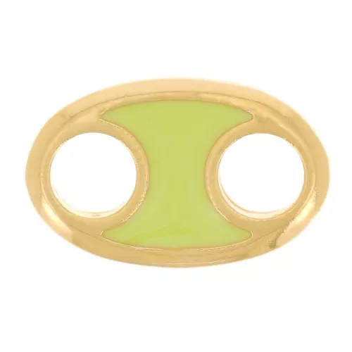 13x8mm Oval spacer with epoxy resin - Fine Gold plated - Light Green x1