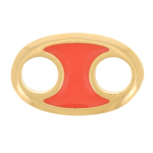 13x8mm Oval spacer with epoxy resin - Fine Gold plated - Orange x1