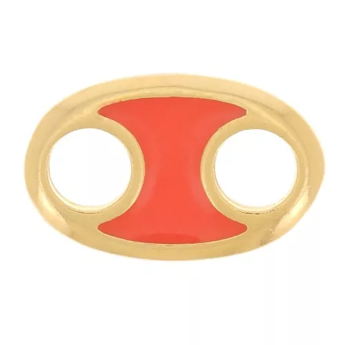 13x8mm Oval spacer with epoxy resin - Fine Gold plated - Orange x1