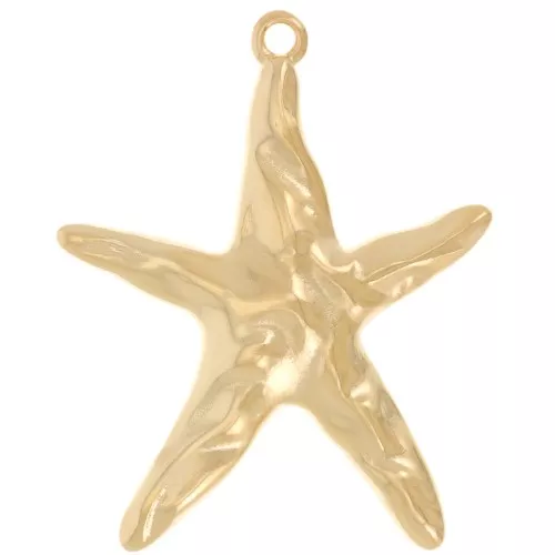 35x28.5mm Hammered starfish pendant - Fine Gold Plated x1