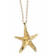 35x28.5mm Hammered starfish pendant - Fine Gold Plated x1
