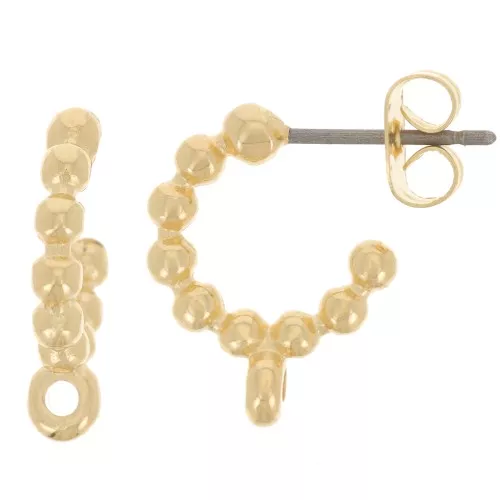 12mm small balls hoop earrings with closed ring - Fine Gold Plated x2
