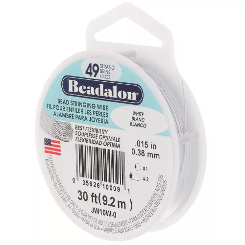 0.38mm Stainless steel Beadalon 49 strands Wire - White x9.2m