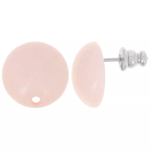 14 mm round resin earstuds - Pastel pink x2