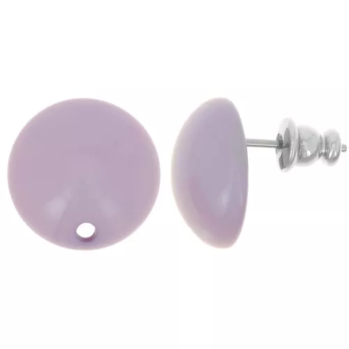 14 mm round resin earstuds - Lilac x2