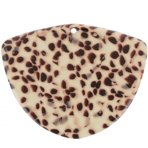 Geometric acetate pendant 35x45 mm - Mottled Brown - Cream x1