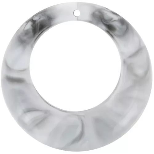 42mm Round curved hollow acrylic pendant - Grey Marbled x1