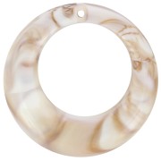 42mm Round curved hollow acrylic pendant - Beige Marbled x1|raw }}
