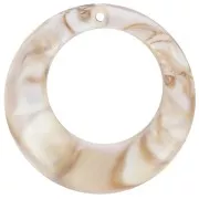 42mm Round curved hollow acrylic pendant - Beige Marbled x1