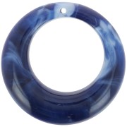 42mm Round curved hollow acrylic pendant - Night Blue Marble x1
