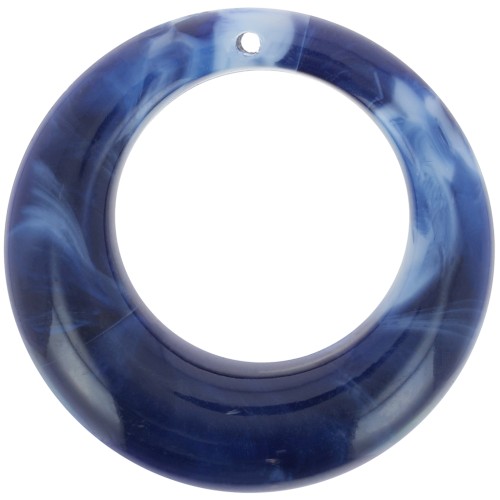 42mm Round curved hollow acrylic pendant - Night Blue Marble x1