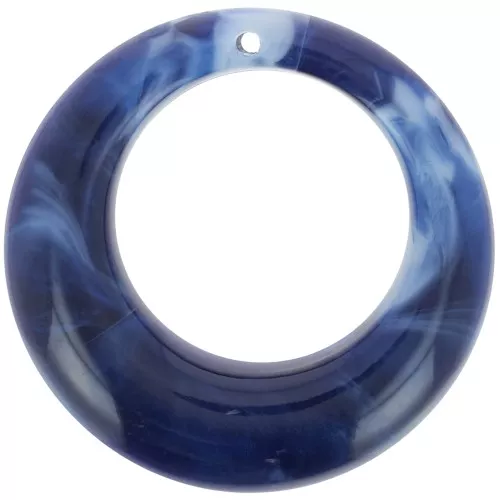 42mm Round curved hollow acrylic pendant - Night Blue Marble x1