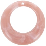 42mm Round curved hollow acrylic pendant - Marbled Antique Pink x1|raw }}