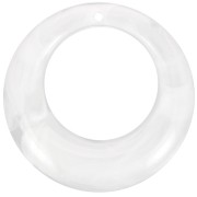 42mm Round curved hollow acrylic pendant - Marbled Transparent - White x1|raw }}