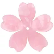 25 mm Acetate Flower Pendant - Tortoiseshell - Pink Pearl x1