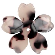 25 mm Acetate Flower Pendant - Tortoiseshell Beige - Black x1