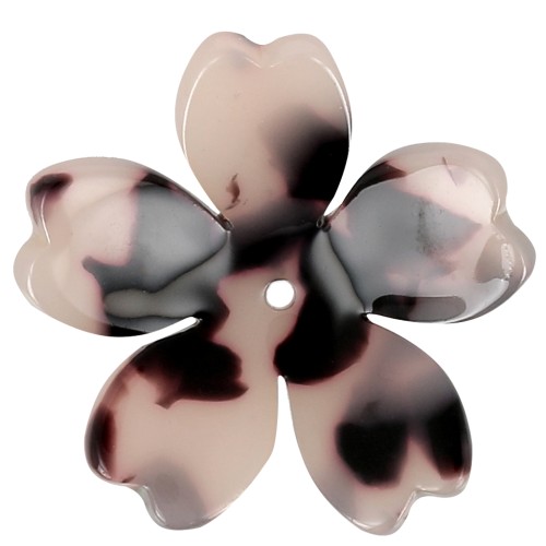 25 mm Acetate Flower Pendant - Tortoiseshell Beige - Black x1