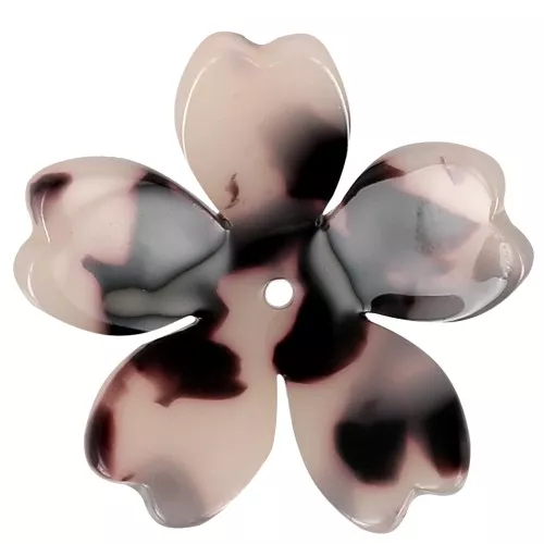 25 mm Acetate Flower Pendant - Tortoiseshell Beige - Black x1