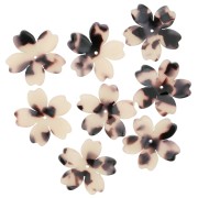 25 mm Acetate Flower Pendant - Tortoiseshell Beige - Black x1