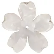 25 mm Acetate Flower Pendant - Tortoiseshell - Pearlescent White x1