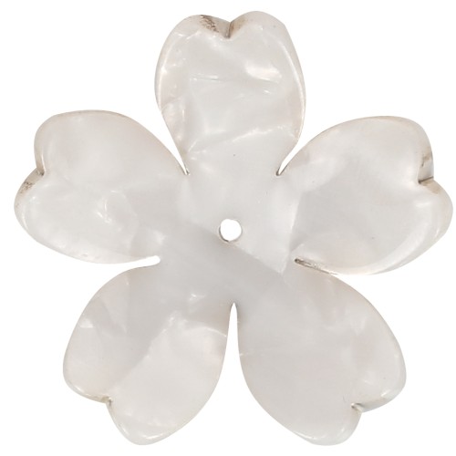 25 mm Acetate Flower Pendant - Tortoiseshell - Pearlescent White x1