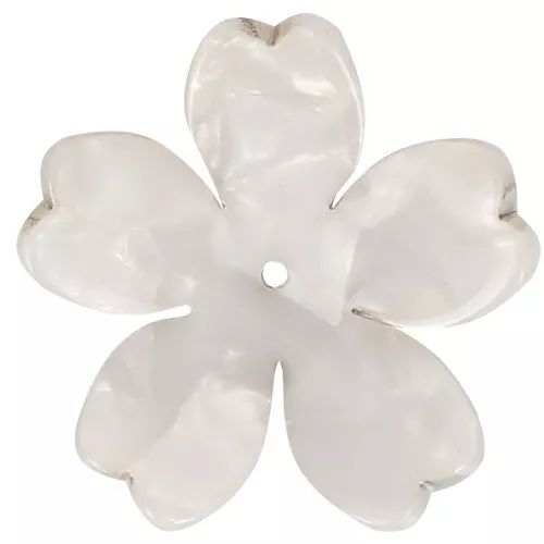 25 mm Acetate Flower Pendant - Tortoiseshell - Pearlescent White x1