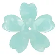 25 mm Acetate Flower Pendant - Tortoiseshell - Mint Pearl x1