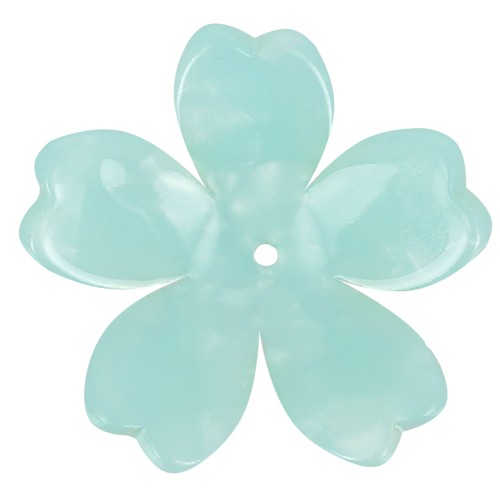 25 mm Acetate Flower Pendant - Tortoiseshell - Mint Pearl x1
