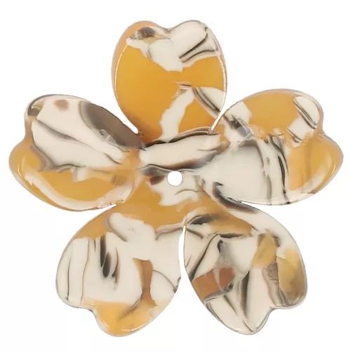 25 mm Acetate Flower Pendant - Tortoiseshell - Ochre x1