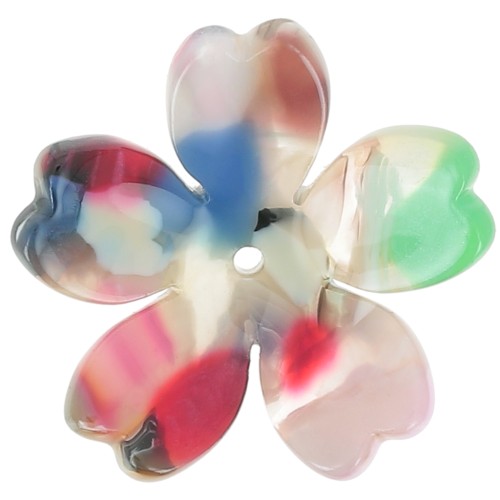 25 mm Acetate Flower Pendant - Tortoiseshell - Beige - Multicolor x1