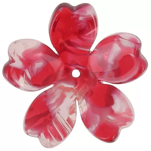 25mm transparent acetate flower pendant - Tortoiseshell - Red x1