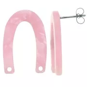 26x17mm U-shaped EarStuds - Tortoiseshell - Pink Pearl x2