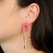 26x17mm U-shaped EarStuds - Tortoiseshell - Brown - Black x2