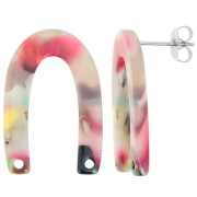 26x17mm U-shaped EarStuds - Tortoiseshell - Multicolor x2|raw }}