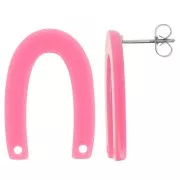 26x17mm U-shaped EarStuds - Tortoiseshell - Candy Pink x2