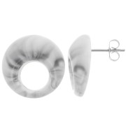 20mm Round hollow acrylic earstuds - Marbled Grey x2|raw }}