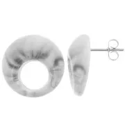 20mm Round hollow acrylic earstuds - Marbled Grey x2