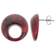 20mm Round hollow acrylic earstuds - Red Marble x2