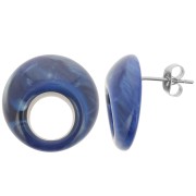 20mm Round hollow acrylic earstuds - Marbled Midnight Blue x2|raw }}