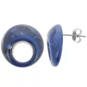 Earrings - 20mm Round hollow acrylic earstuds - Marbled Midnight Blue x2 20mm Round hollow acrylic earstuds - Marbled Midnight Blue x2