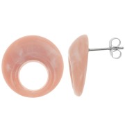 20mm Round hollow acrylic earstuds - Marbled Old Rose x2|raw }}