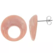 20mm Round hollow acrylic earstuds - Marbled Old Rose x2